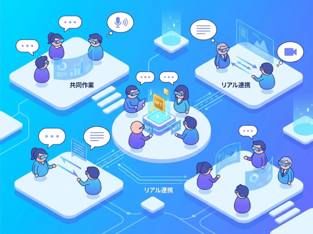 仮想空間でアバター同士がコミュニケーションを取る様子を示す図