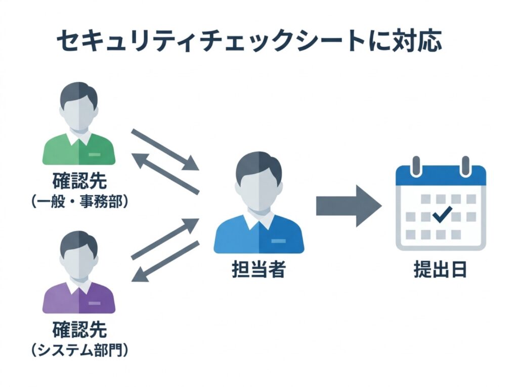 回答担当者・社内確認先・提出日を決める体制づくりの流れを表した図解