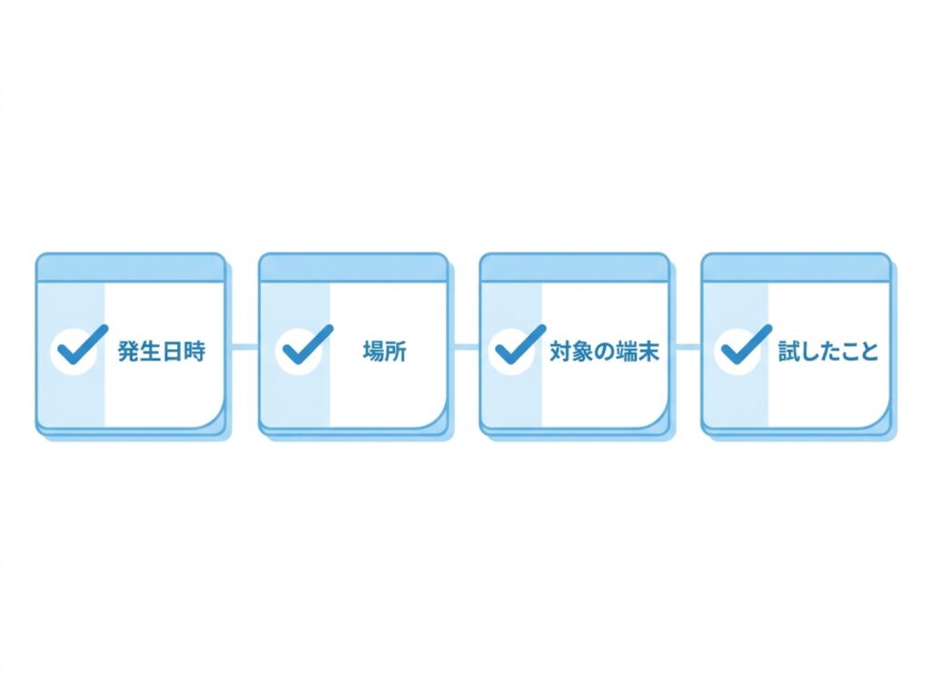 連絡時に伝える情報をチェックリストにまとめた図