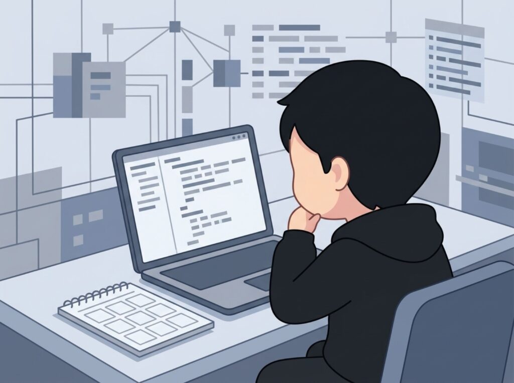 担当者がAIの解析結果を前に、使ってよいか迷っている様子