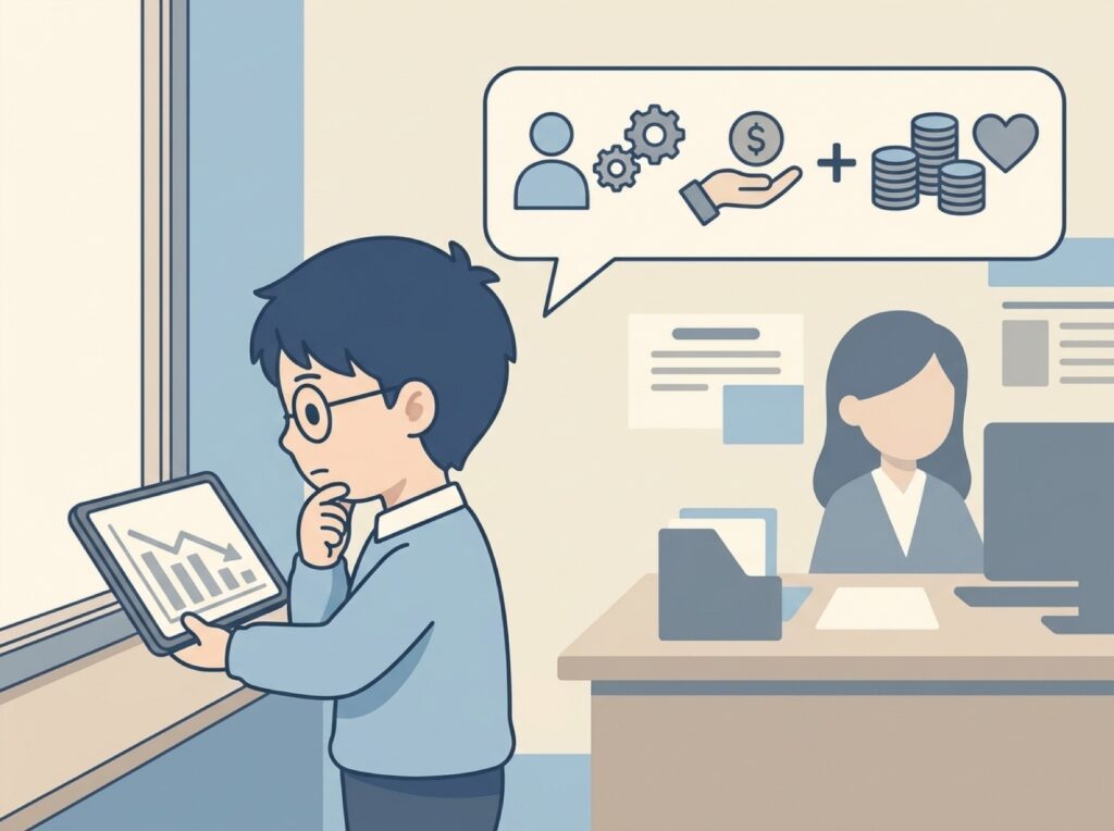 経済ニュースを見ながら自社のことを考える経営者の様子