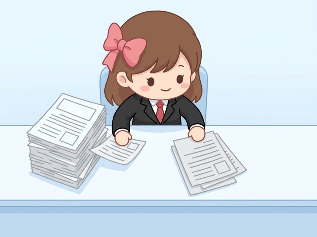 担当者が名簿から最初に連絡する数人を選んでいる場面