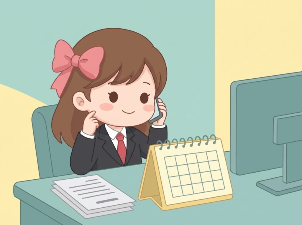 相手の都合を聞きながら宿題の期限を相談する営業担当者